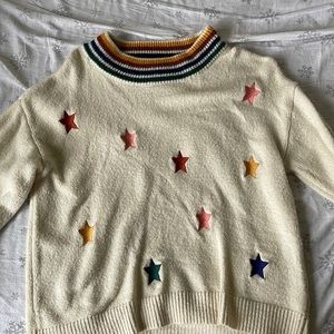 Jessica Simpson L sweater with embroidered stars ribbed trim